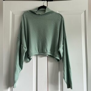 Free People Teal Mock Neck Cashmere Sweater
